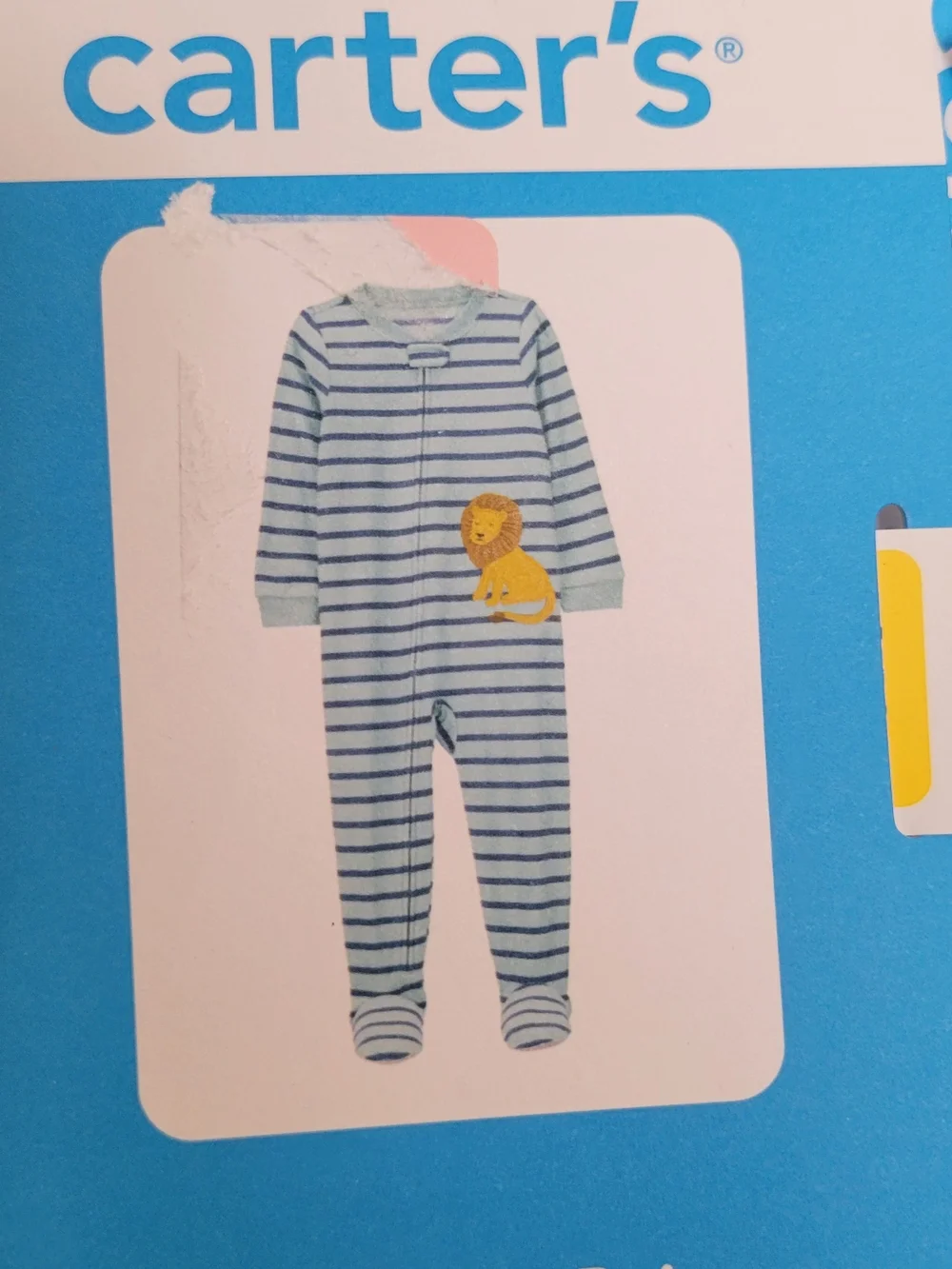 Carter's Light Blue & Navy Striped Lion Footed One-Piece